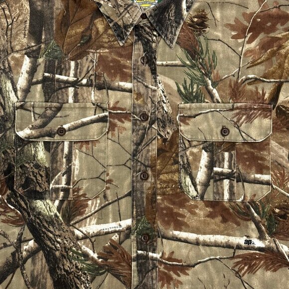 Vintage Cabelas RealTree Outdoor AP Camo Men's Button-Up Shirt Size Medium Tall - Picture 3 of 7